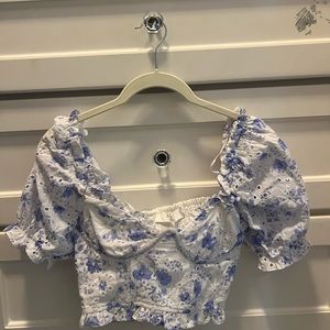 ASTR THE LABEL floral balloon sleeve top